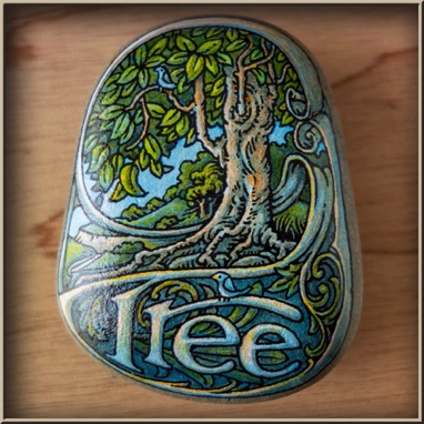 Tree - Lettered - Painted Rock